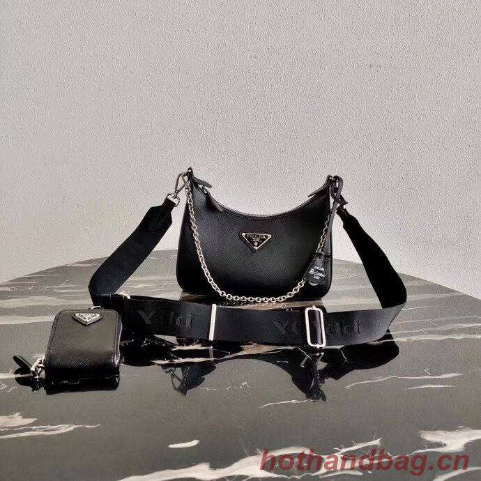 Prada Saffiano leather mini shoulder bag 2BH204 black Prada Saffiano leather mini shoulder bag 2BH204 black