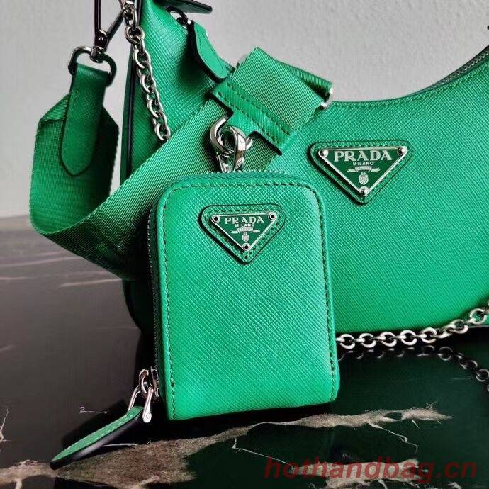 Prada Saffiano leather mini shoulder bag 2BH204 green Prada Saffiano leather mini shoulder bag 2BH204 green