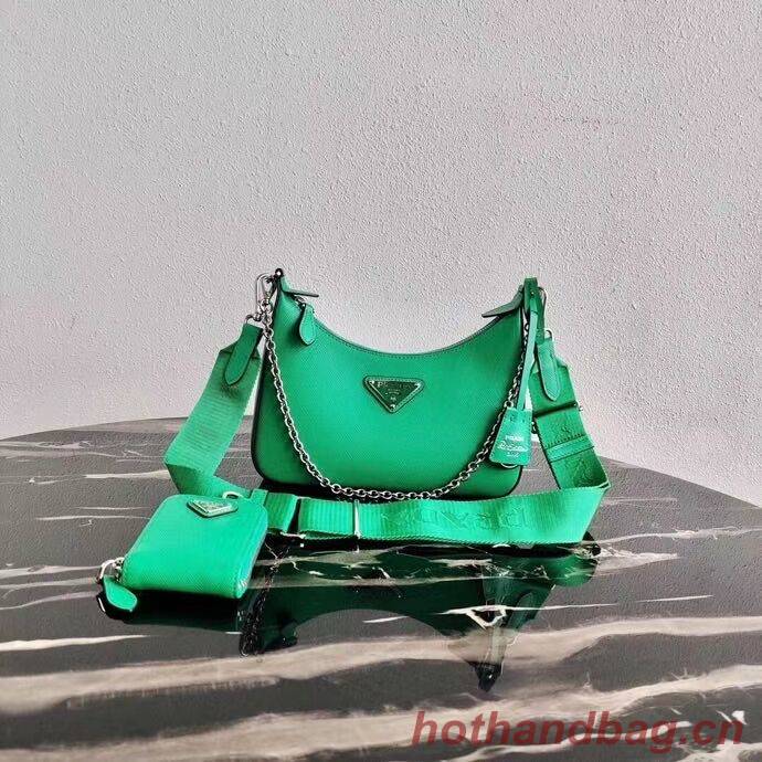 Prada Saffiano leather mini shoulder bag 2BH204 green Prada Saffiano leather mini shoulder bag 2BH204 green