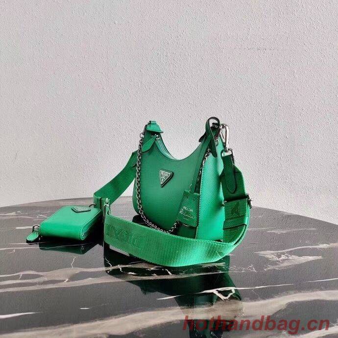 Prada Saffiano leather mini shoulder bag 2BH204 green Prada Saffiano leather mini shoulder bag 2BH204 green