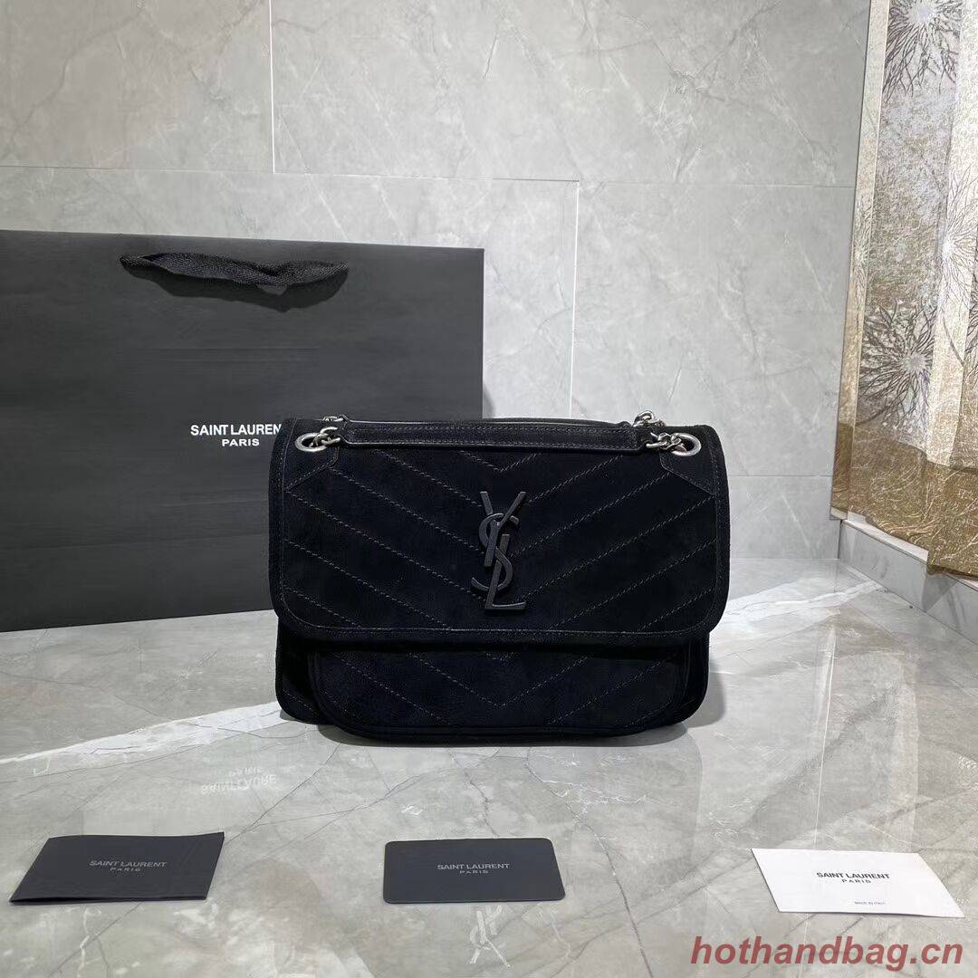 SAINT LAURENTNIKI MEDIUM IN SUEDE AND SMOOTH LEATHER 498894 black SAINT LAURENTNIKI MEDIUM IN SUEDE AND SMOOTH LEATHER 498894 black