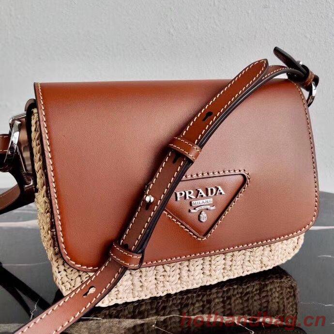 Prada Saffiano leather mini shoulder bag 2BD043 brown Prada Saffiano leather mini shoulder bag 2BD043 brown