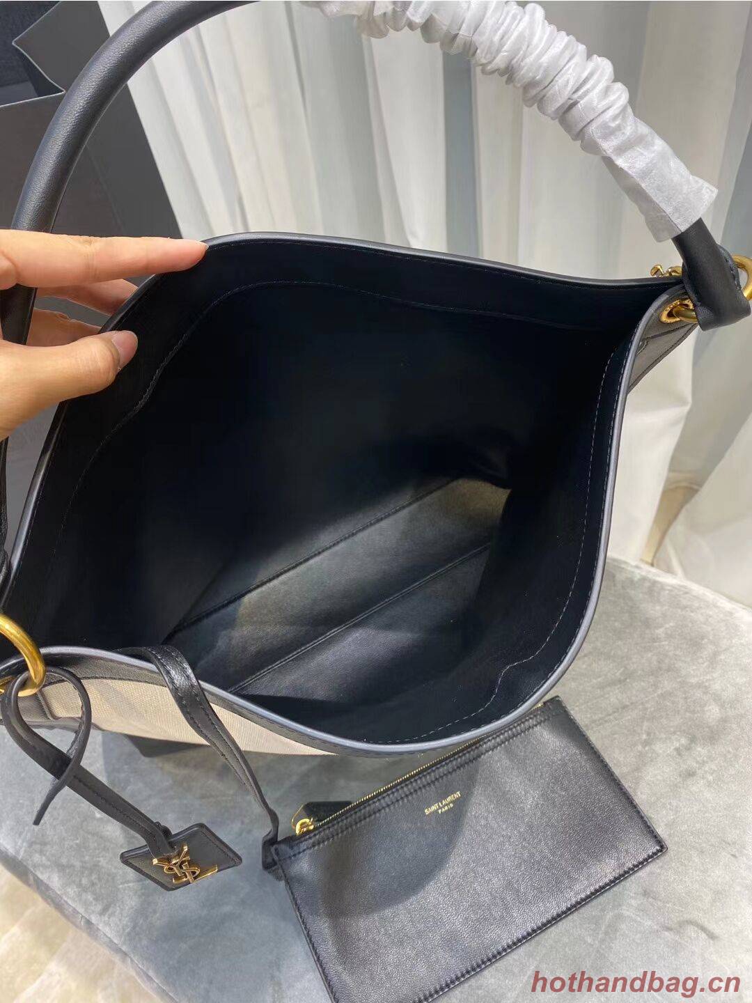 Yves Saint Laurent IN CANVAS AND LEATHER Y635266 black Yves Saint Laurent IN CANVAS AND LEATHER Y635266 black