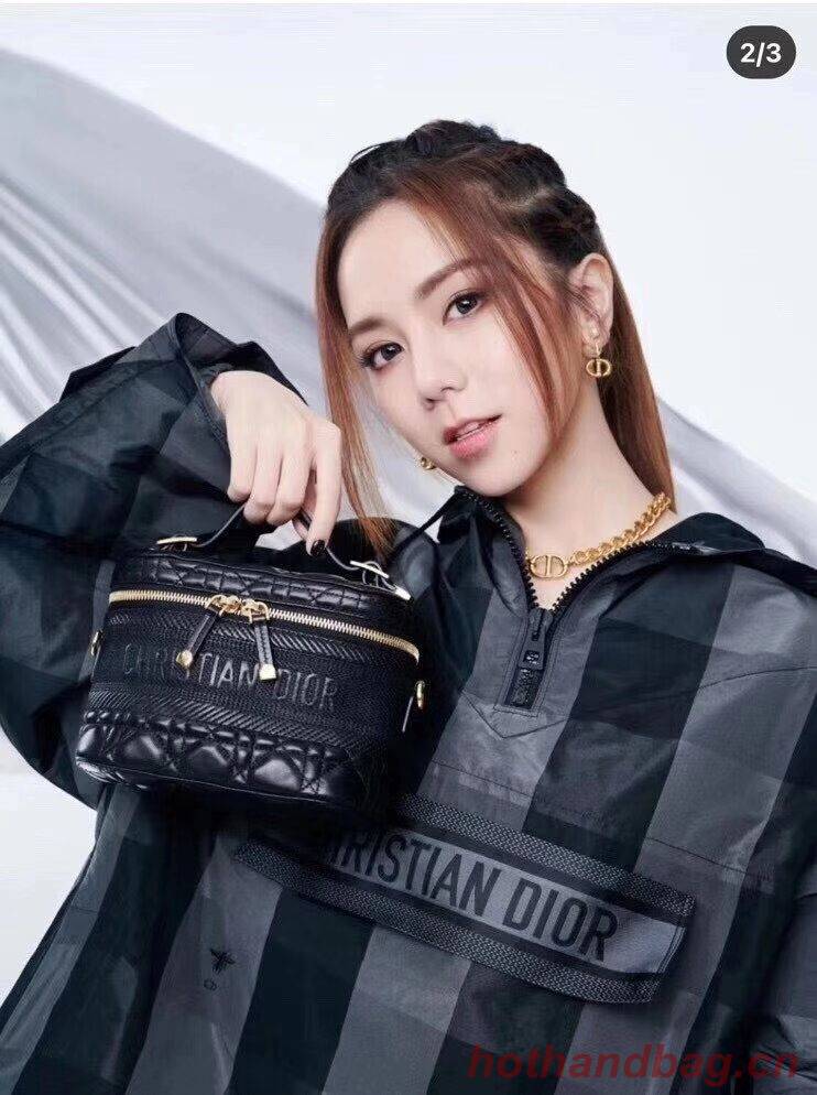 DIOR SMALL DIORTRAVEL VANITY CASE Cannage Lambskin S5488U black DIOR SMALL DIORTRAVEL VANITY CASE Cannage Lambskin S5488U black