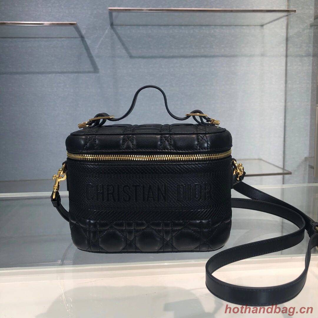 DIOR SMALL DIORTRAVEL VANITY CASE Cannage Lambskin S5488U black DIOR SMALL DIORTRAVEL VANITY CASE Cannage Lambskin S5488U black