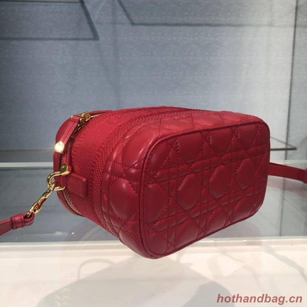 DIOR SMALL DIORTRAVEL VANITY CASE Cannage Lambskin S5488U red DIOR SMALL DIORTRAVEL VANITY CASE Cannage Lambskin S5488U red