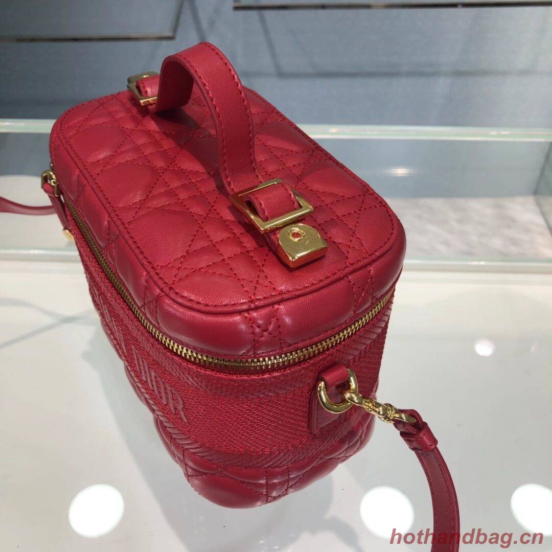 DIOR SMALL DIORTRAVEL VANITY CASE Cannage Lambskin S5488U red DIOR SMALL DIORTRAVEL VANITY CASE Cannage Lambskin S5488U red