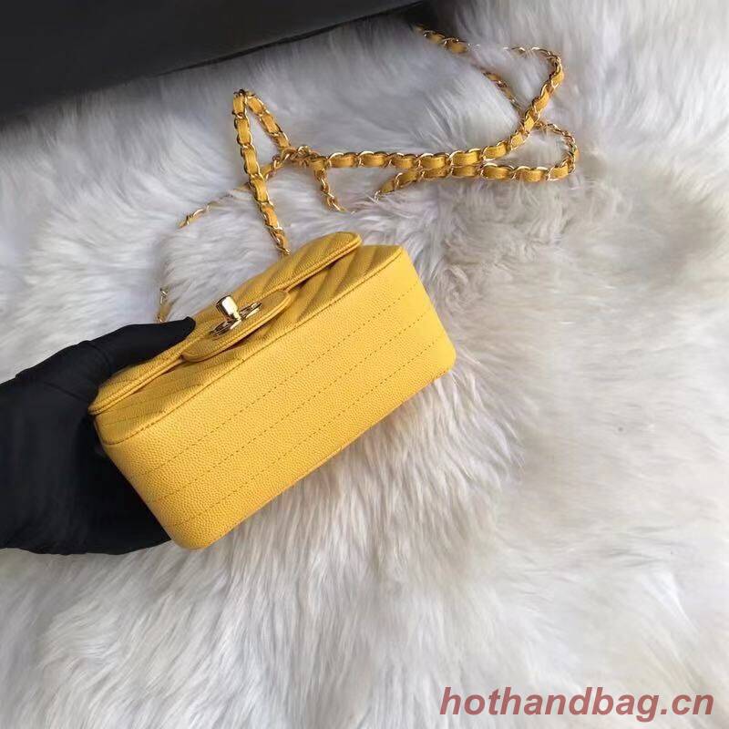 Chanel Classic mini Flap Bag Chevron Caviar Leather A68748 Yellow Chanel Classic mini Flap Bag Chevron Caviar Leather A68748 Yellow