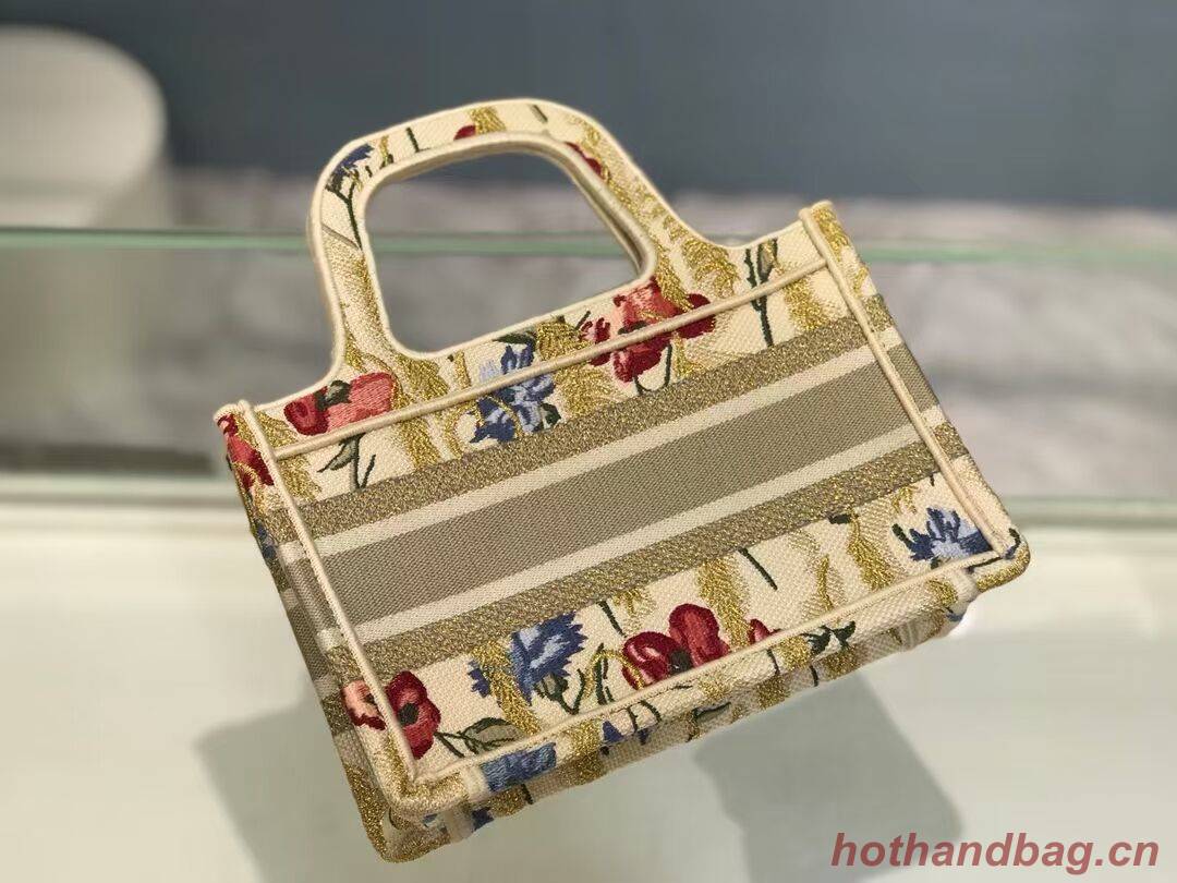 MINI DIOR BOOK TOTE Beige Multicolor Dior Hibiscus Embroidery S5475ZR MINI DIOR BOOK TOTE Beige Multicolor Dior Hibiscus Embroidery S5475ZR