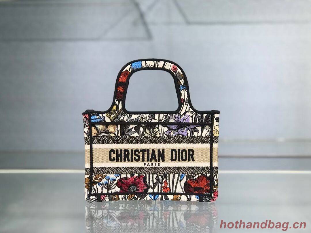 MINI DIOR BOOK TOTE Multicolor Mille Fleurs Embroidery S5475Z MINI DIOR BOOK TOTE Multicolor Mille Fleurs Embroidery S5475Z