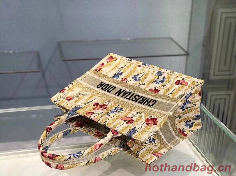 SMALL DIOR BOOK TOTE Beige Multicolor Dior Hibiscus Metallic Thread Embroidery M1296 SMALL DIOR BOOK TOTE Beige Multicolor Dior Hibiscus Metallic Thread Embroidery M1296