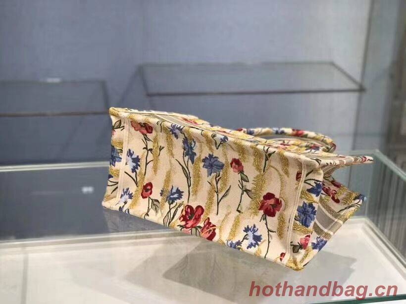 SMALL DIOR BOOK TOTE Beige Multicolor Dior Hibiscus Metallic Thread Embroidery M1296 SMALL DIOR BOOK TOTE Beige Multicolor Dior Hibiscus Metallic Thread Embroidery M1296