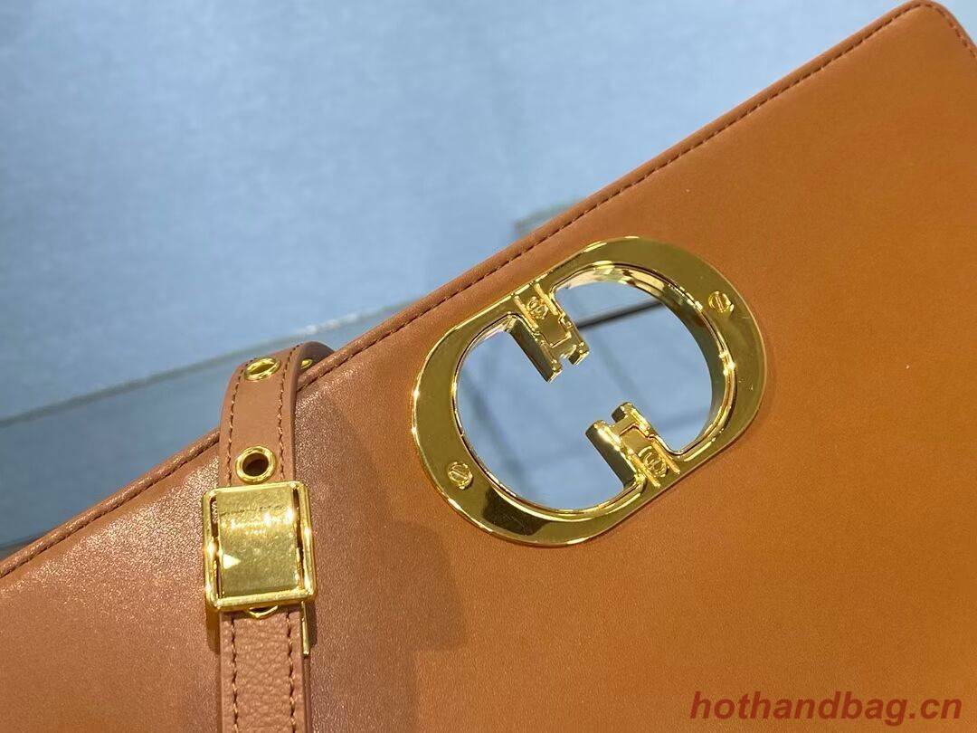 LARGE DIOR CARO BAG Soft Cannage Calfskin M9243U Cognac-Colored LARGE DIOR CARO BAG Soft Cannage Calfskin M9243U Cognac-Colored