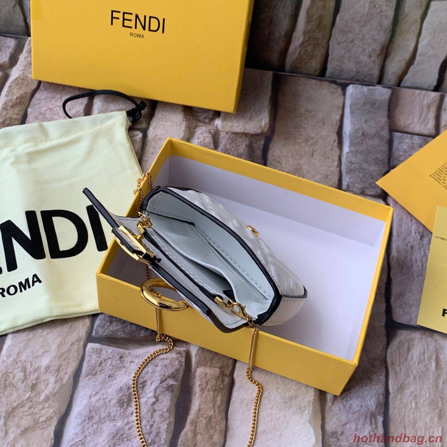 FENDI NANO BAGUETTE CHARM nappa leather 7AR844 White FENDI NANO BAGUETTE CHARM nappa leather 7AR844 White