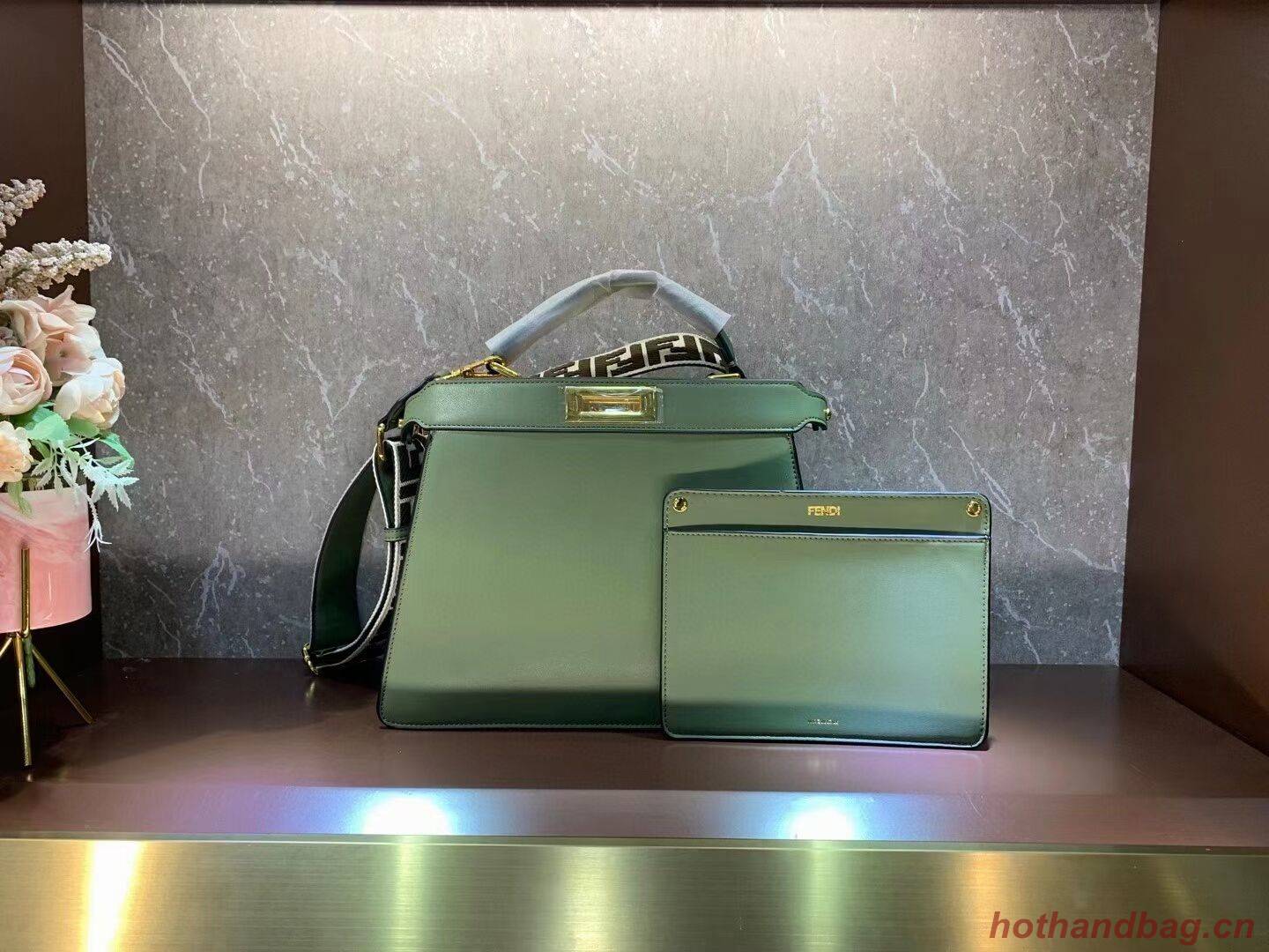 FENDI PEEKABOO ISEEU MEDIUM Green leather bag 8BN321A6 FENDI PEEKABOO ISEEU MEDIUM Green leather bag 8BN321A6