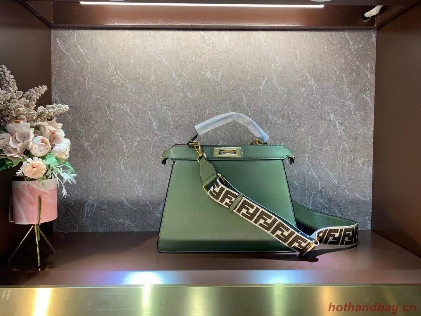 FENDI PEEKABOO ISEEU MEDIUM Green leather bag 8BN321A6 FENDI PEEKABOO ISEEU MEDIUM Green leather bag 8BN321A6