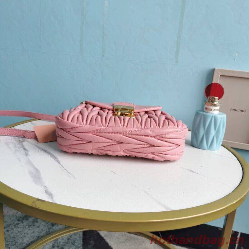 miu miu Matelasse Nappa Leather  Shoulder Bag 5BD188 pink