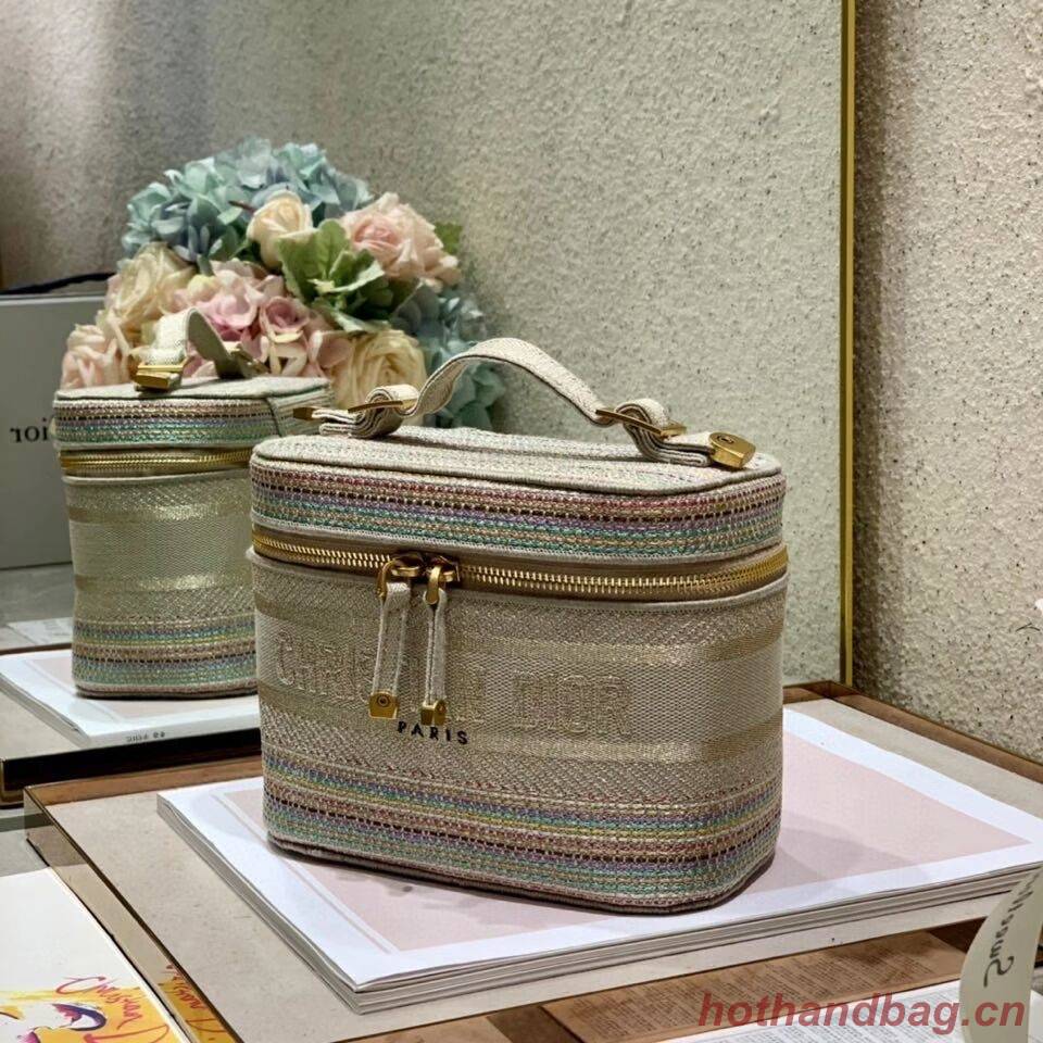 SMALL DIORTRAVEL VANITY CASE Multicolor Striped Embroidery S5489C SMALL DIORTRAVEL VANITY CASE Multicolor Striped Embroidery S5489C