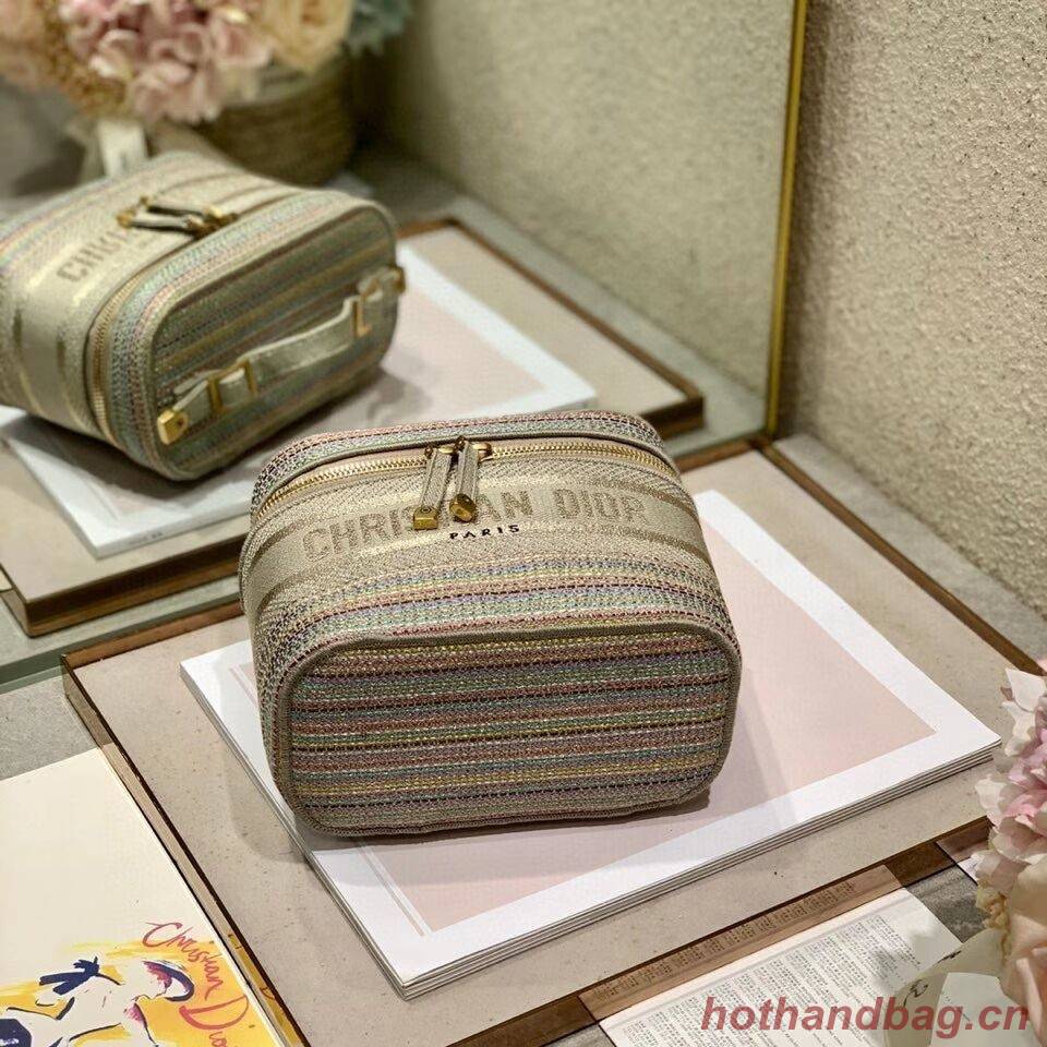 SMALL DIORTRAVEL VANITY CASE Multicolor Striped Embroidery S5489C SMALL DIORTRAVEL VANITY CASE Multicolor Striped Embroidery S5489C