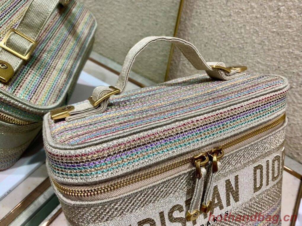 SMALL DIORTRAVEL VANITY CASE Multicolor Striped Embroidery S5489C SMALL DIORTRAVEL VANITY CASE Multicolor Striped Embroidery S5489C