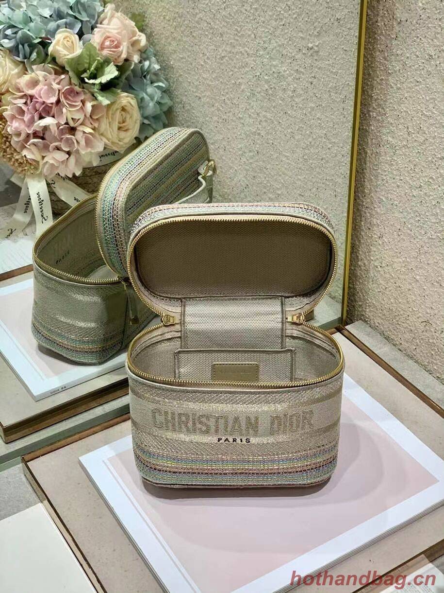 SMALL DIORTRAVEL VANITY CASE Multicolor Striped Embroidery S5489C SMALL DIORTRAVEL VANITY CASE Multicolor Striped Embroidery S5489C