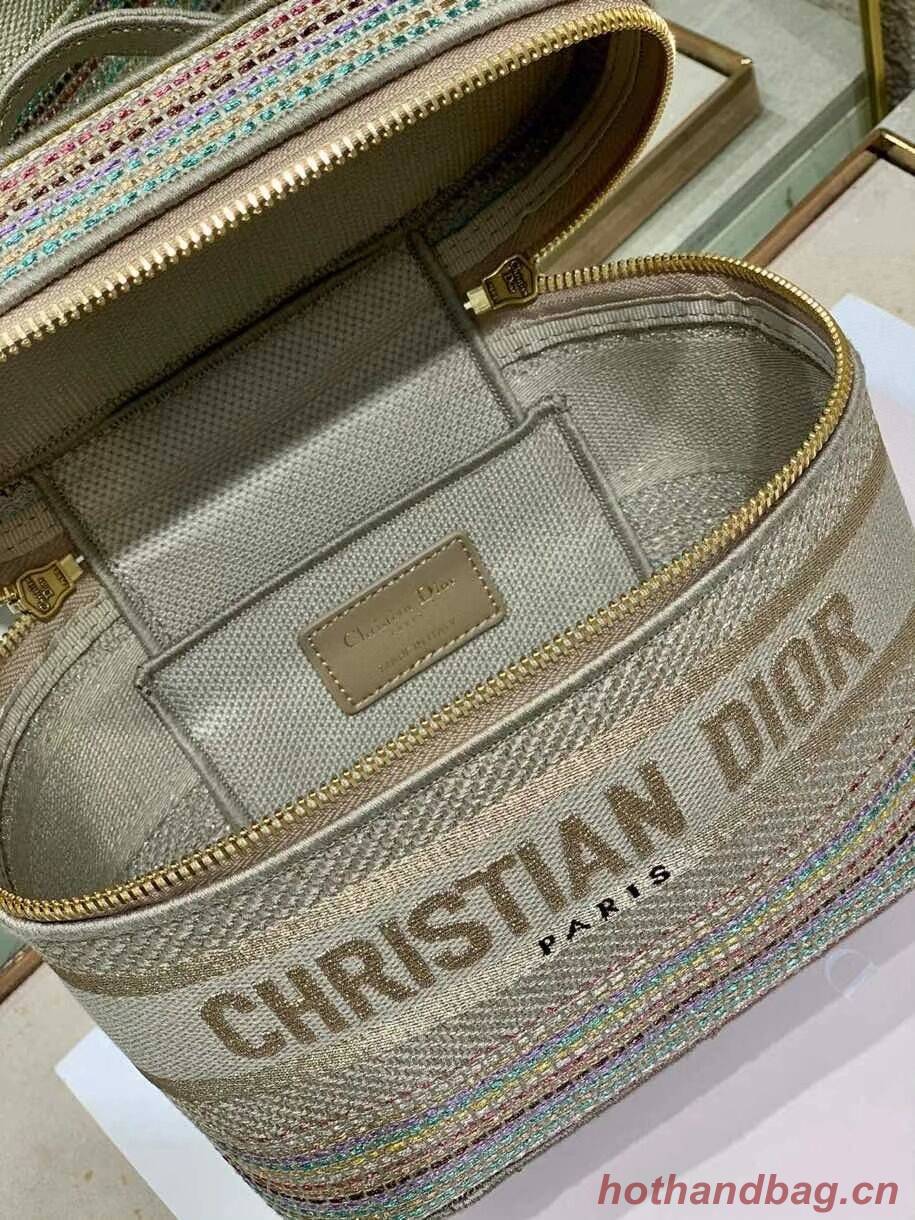 SMALL DIORTRAVEL VANITY CASE Multicolor Striped Embroidery S5489C SMALL DIORTRAVEL VANITY CASE Multicolor Striped Embroidery S5489C