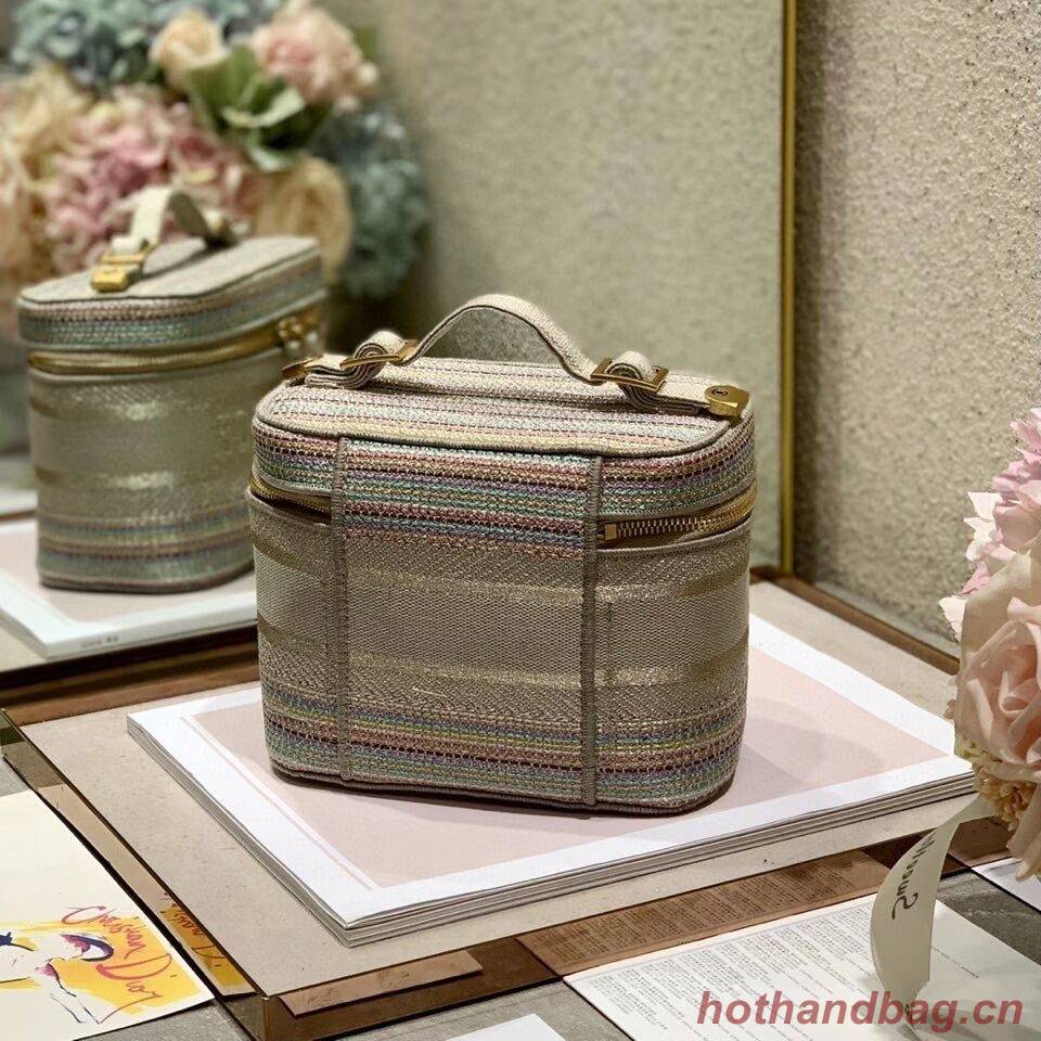 SMALL DIORTRAVEL VANITY CASE Multicolor Striped Embroidery S5489C SMALL DIORTRAVEL VANITY CASE Multicolor Striped Embroidery S5489C