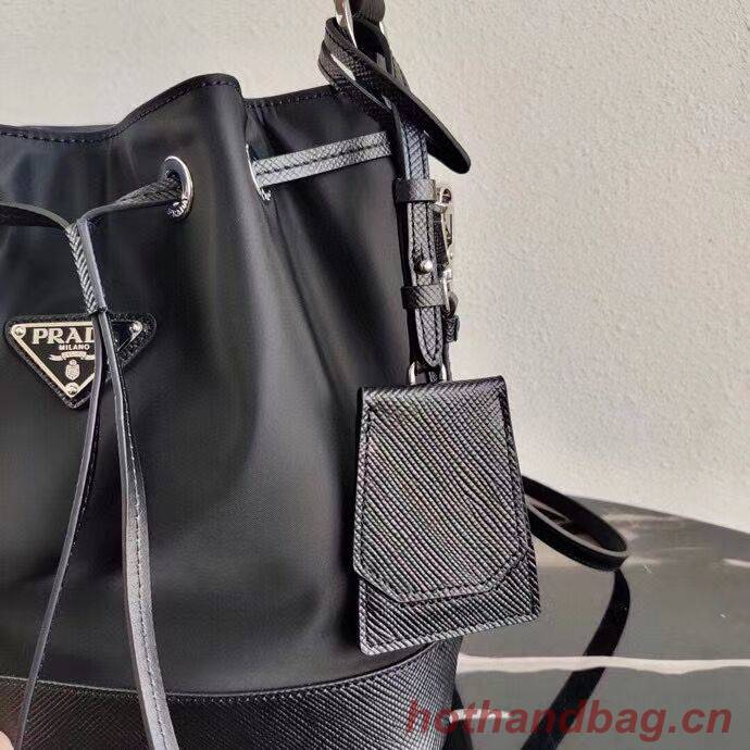 Prada Saffiano leather mini shoulder bag 1AE055 black Prada Saffiano leather mini shoulder bag 1AE055 black