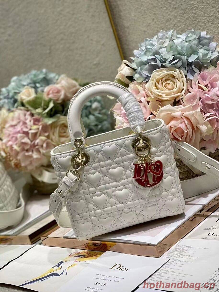 LADY DIOR MY ABCDIOR BAG Cannage Heart Original Lambskin Bag M0539O White LADY DIOR MY ABCDIOR BAG Cannage Heart Original Lambskin Bag M0539O White