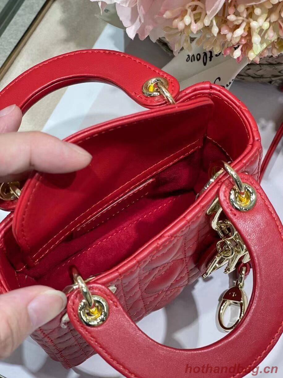 MICRO DIORAMOUR LADY DIOR BAG Bright Red Cannage Lambskin with Heart Motif S0856ON MICRO DIORAMOUR LADY DIOR BAG Bright Red Cannage Lambskin with Heart Motif S0856ON