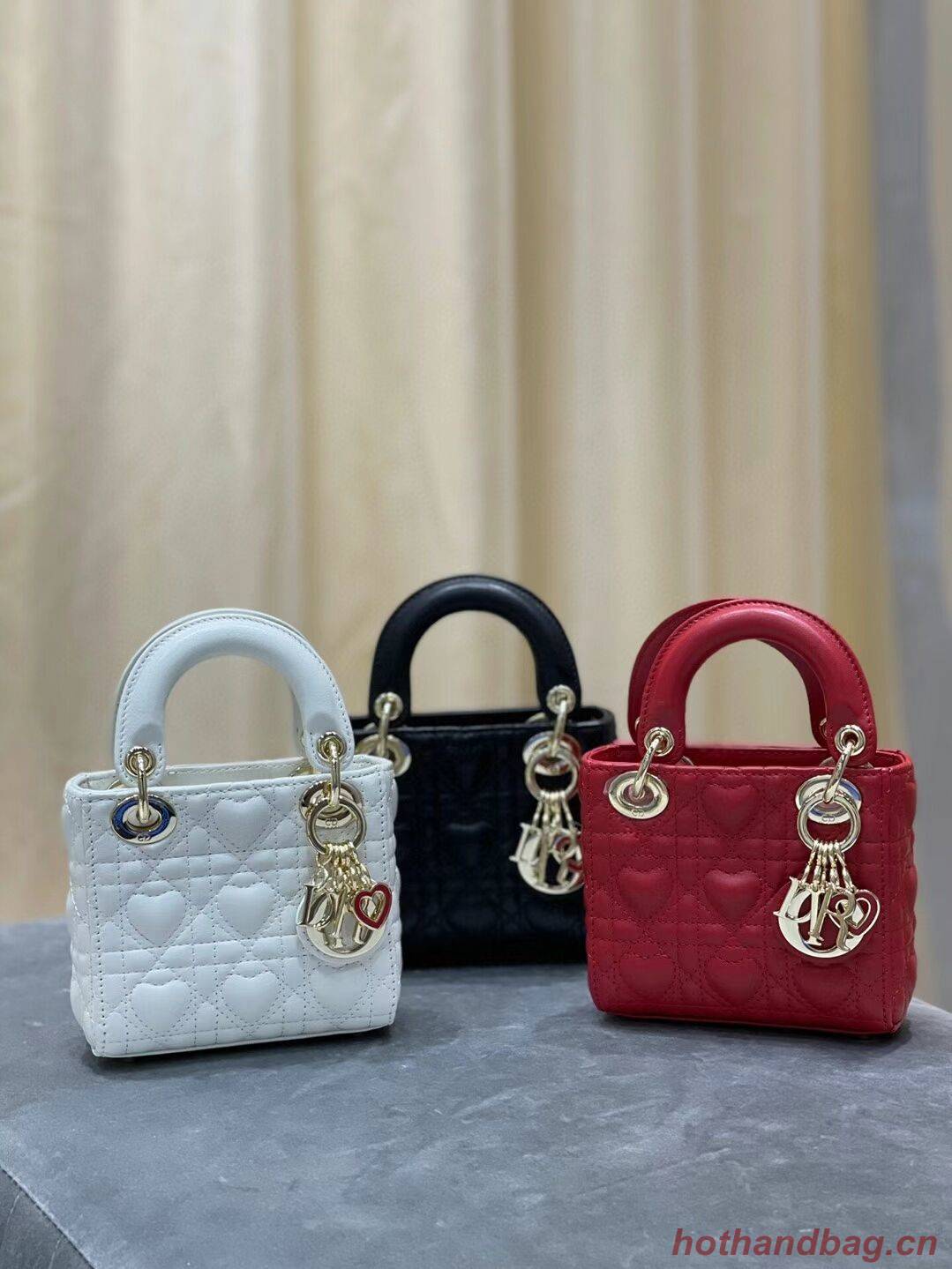 MICRO DIORAMOUR LADY DIOR BAG Bright Red Cannage Lambskin with Heart Motif S0856ON MICRO DIORAMOUR LADY DIOR BAG Bright Red Cannage Lambskin with Heart Motif S0856ON