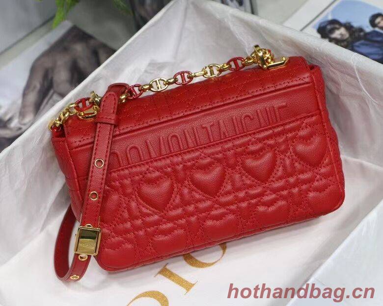 SMALL DIORAMOUR DIOR CARO BAG Cannage Calfskin with Heart Motif M9241WN RED SMALL DIORAMOUR DIOR CARO BAG Cannage Calfskin with Heart Motif M9241WN RED