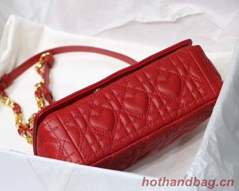 SMALL DIORAMOUR DIOR CARO BAG Cannage Calfskin with Heart Motif M9241WN RED SMALL DIORAMOUR DIOR CARO BAG Cannage Calfskin with Heart Motif M9241WN RED
