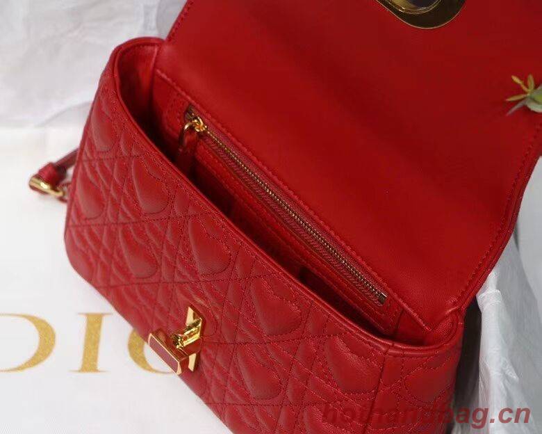 SMALL DIORAMOUR DIOR CARO BAG Cannage Calfskin with Heart Motif M9241WN RED SMALL DIORAMOUR DIOR CARO BAG Cannage Calfskin with Heart Motif M9241WN RED