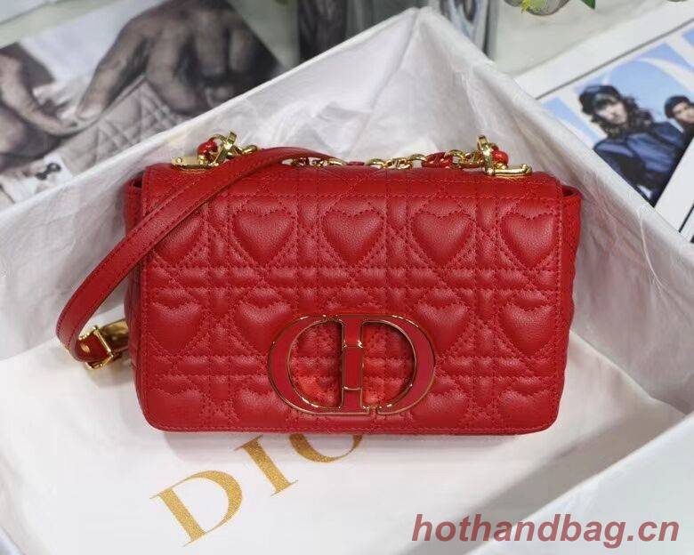 SMALL DIORAMOUR DIOR CARO BAG Cannage Calfskin with Heart Motif M9241WN RED SMALL DIORAMOUR DIOR CARO BAG Cannage Calfskin with Heart Motif M9241WN RED