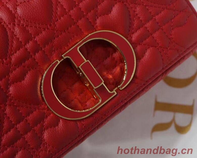 SMALL DIORAMOUR DIOR CARO BAG Cannage Calfskin with Heart Motif M9241WN RED SMALL DIORAMOUR DIOR CARO BAG Cannage Calfskin with Heart Motif M9241WN RED