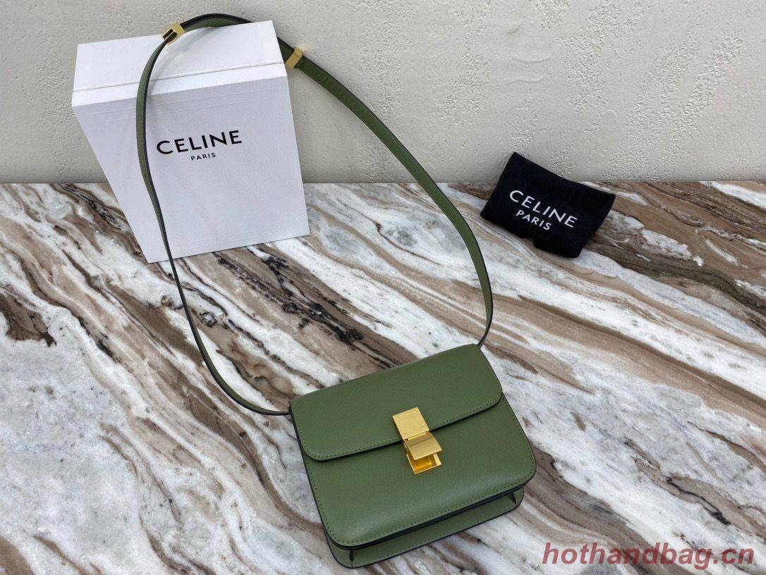 Celine Classic Box Teen Flap Bag Original Calfskin Leather 3379 Green
