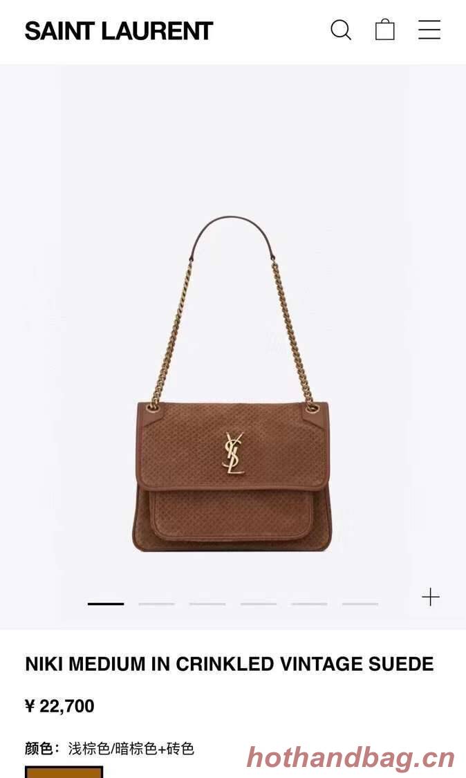 Yves Saint Laurent SMALL NIKI SMALL IN CRINKLED VINTAGE SUEDE Y653151 BROWN Yves Saint Laurent SMALL NIKI SMALL IN CRINKLED VINTAGE SUEDE Y653151 BROWN