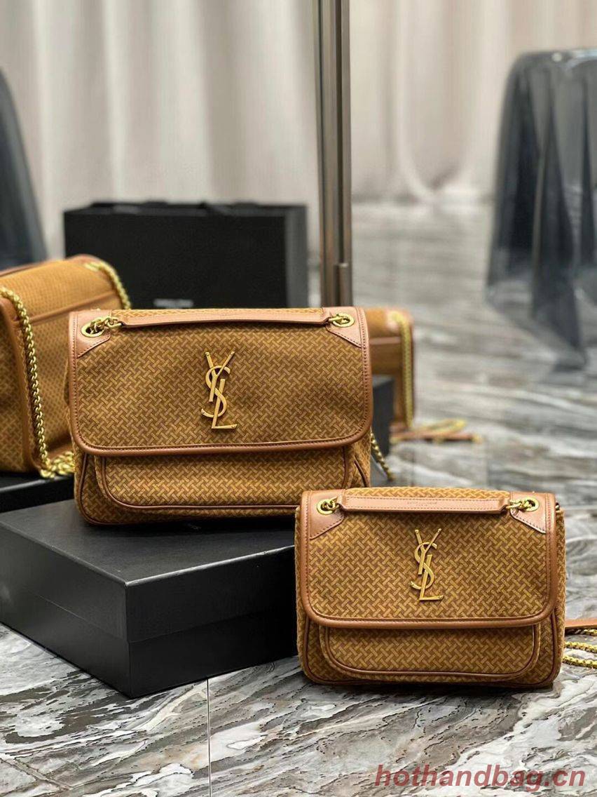 Yves Saint Laurent SMALL NIKI SMALL IN CRINKLED VINTAGE SUEDE Y653151 BROWN Yves Saint Laurent SMALL NIKI SMALL IN CRINKLED VINTAGE SUEDE Y653151 BROWN