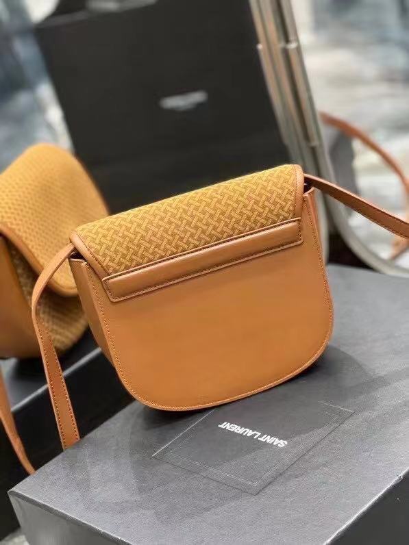 Yves Saint Laurent KAIA SMALL SATCHEL IN SUEDE WITH BRAID MOTIF 74025 BRUN CLAIR Yves Saint Laurent KAIA SMALL SATCHEL IN SUEDE WITH BRAID MOTIF 74025 BRUN CLAIR