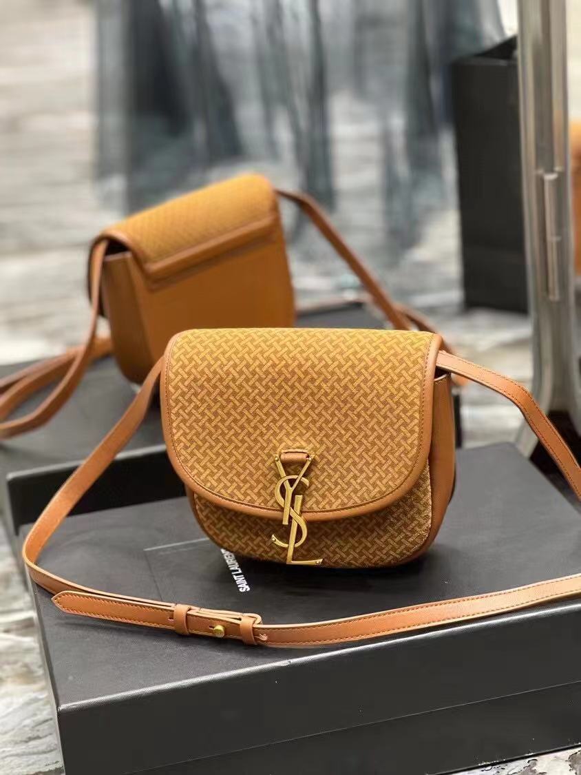 Yves Saint Laurent KAIA SMALL SATCHEL IN SUEDE WITH BRAID MOTIF 74025 BRUN CLAIR Yves Saint Laurent KAIA SMALL SATCHEL IN SUEDE WITH BRAID MOTIF 74025 BRUN CLAIR