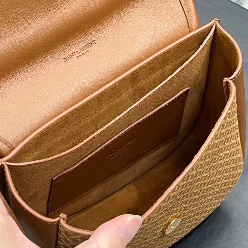 Yves Saint Laurent KAIA SMALL SATCHEL IN SUEDE WITH BRAID MOTIF 74025 BRUN CLAIR Yves Saint Laurent KAIA SMALL SATCHEL IN SUEDE WITH BRAID MOTIF 74025 BRUN CLAIR