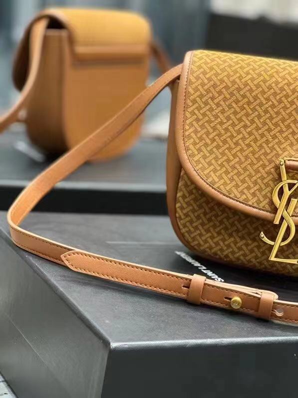 Yves Saint Laurent KAIA SMALL SATCHEL IN SUEDE WITH BRAID MOTIF 74025 BRUN CLAIR Yves Saint Laurent KAIA SMALL SATCHEL IN SUEDE WITH BRAID MOTIF 74025 BRUN CLAIR