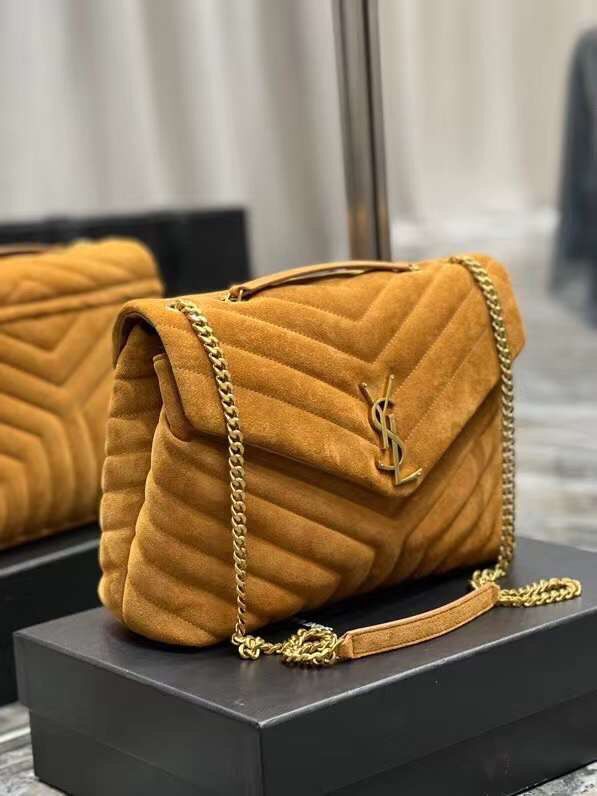 Yves Saint Laurent LOULOU large BAG IN Y-QUILTED SUEDE Y787216 CINNAMON Yves Saint Laurent LOULOU large BAG IN Y-QUILTED SUEDE Y787216 CINNAMON