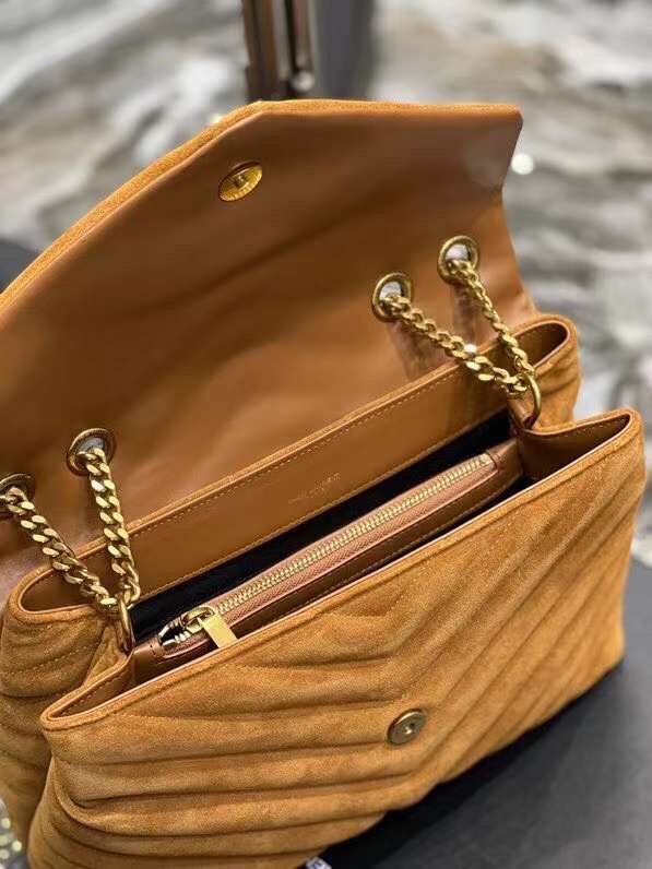 Yves Saint Laurent LOULOU large BAG IN Y-QUILTED SUEDE Y787216 CINNAMON Yves Saint Laurent LOULOU large BAG IN Y-QUILTED SUEDE Y787216 CINNAMON