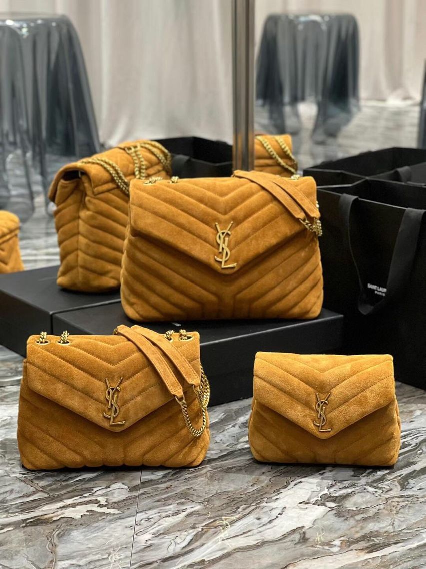 Yves Saint Laurent LOULOU large BAG IN Y-QUILTED SUEDE Y787216 CINNAMON Yves Saint Laurent LOULOU large BAG IN Y-QUILTED SUEDE Y787216 CINNAMON