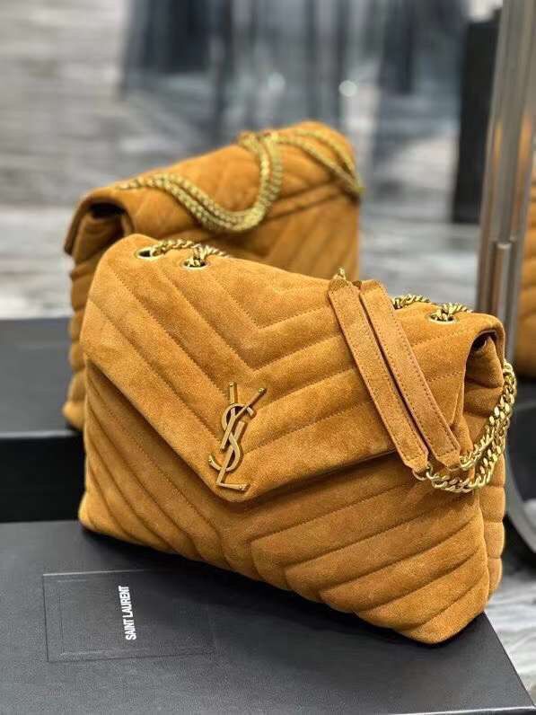 Yves Saint Laurent LOULOU large BAG IN Y-QUILTED SUEDE Y787216 CINNAMON Yves Saint Laurent LOULOU large BAG IN Y-QUILTED SUEDE Y787216 CINNAMON