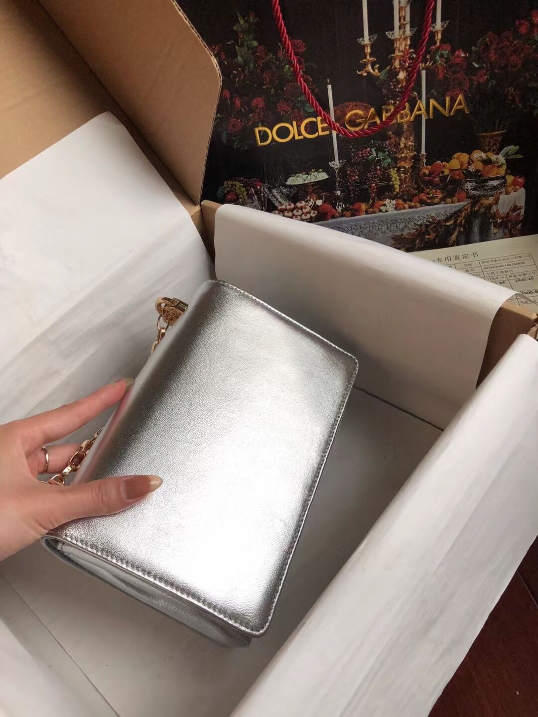 Dolce & Gabbana Origianl Leather Shoulder Bag 4006 silver Dolce & Gabbana Origianl Leather Shoulder Bag 4006 silver