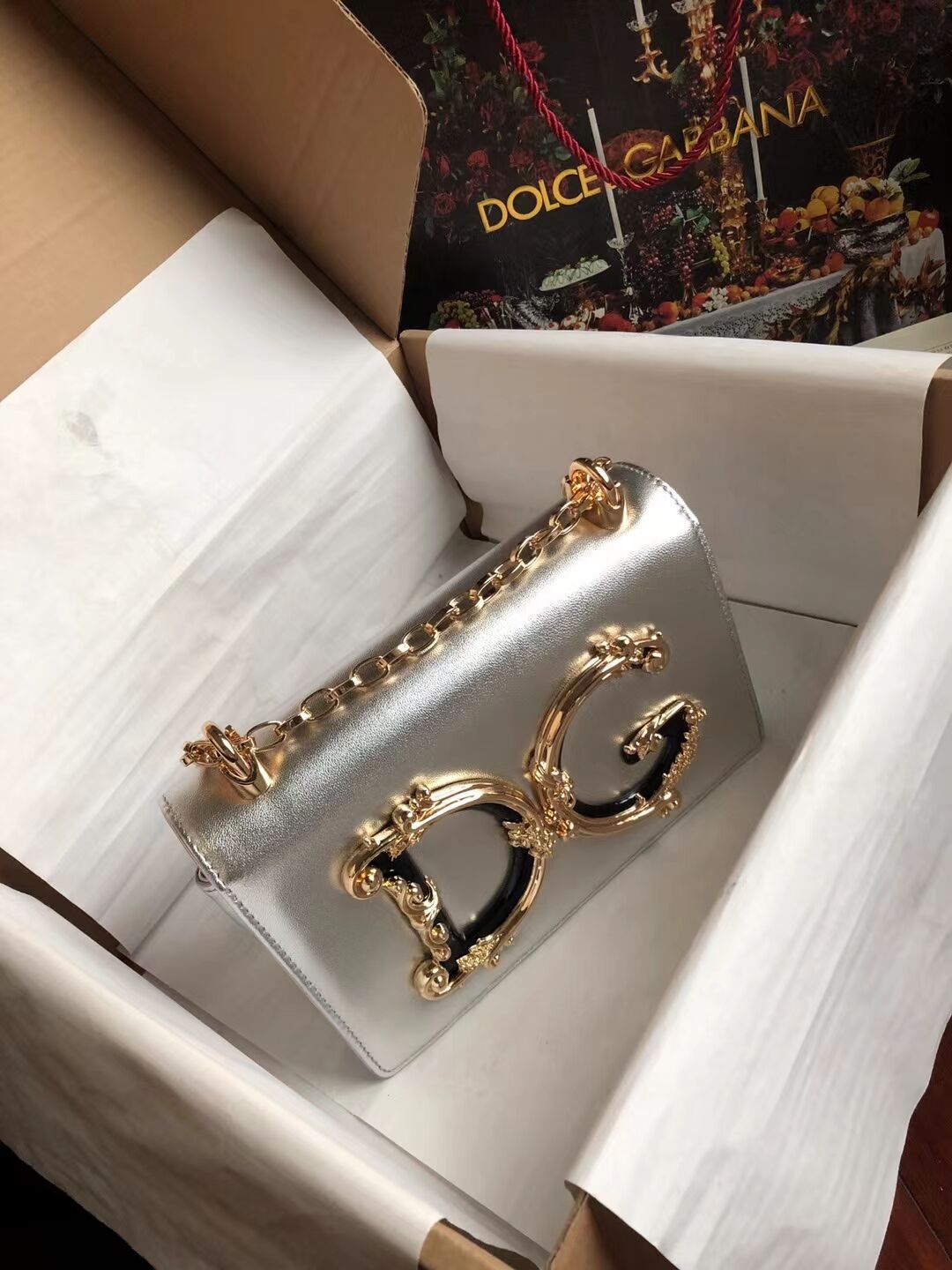 Dolce & Gabbana Origianl Leather Shoulder Bag 4006 silver Dolce & Gabbana Origianl Leather Shoulder Bag 4006 silver