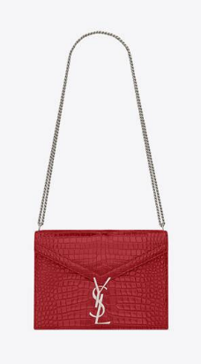 SAINT LAURENT CASSANDRA MEDIUM CHAIN BAG IN CROCODILE EMBOSSED SHINY LEATHER 532750 ROUGE EROS SAINT LAURENT CASSANDRA MEDIUM CHAIN BAG IN CROCODILE EMBOSSED SHINY LEATHER 532750 ROUGE EROS